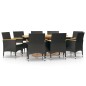 vidaXL Juego de comedor de jardín 9 piezas con cojines negro vidaXL Juego de comedor de jardín 9 piezas con cojines negro