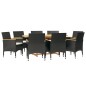 vidaXL Juego de comedor de jardín 9 piezas con cojines negro vidaXL Juego de comedor de jardín 9 piezas con cojines negro