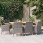vidaXL Juego de comedor de jardín 9 piezas con cojines gris vidaXL Juego de comedor de jardín 9 piezas con cojines gris
