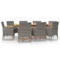 vidaXL Juego de comedor de jardín 9 piezas con cojines gris vidaXL Juego de comedor de jardín 9 piezas con cojines gris