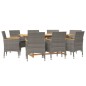 vidaXL Juego de comedor de jardín 9 piezas con cojines gris vidaXL Juego de comedor de jardín 9 piezas con cojines gris