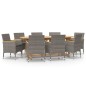 vidaXL Juego de comedor de jardín 9 piezas con cojines gris vidaXL Juego de comedor de jardín 9 piezas con cojines gris