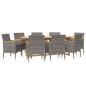 vidaXL Juego de comedor de jardín 9 piezas con cojines gris vidaXL Juego de comedor de jardín 9 piezas con cojines gris