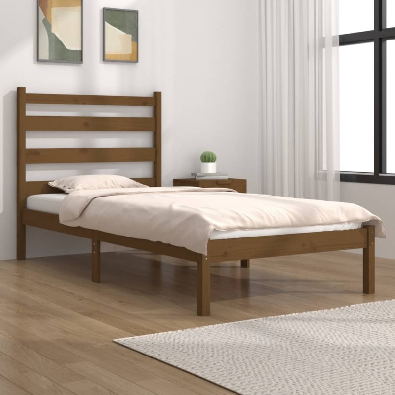 vidaXL Estructura de cama madera maciza de pino marrón miel 100x200 cm vidaXL Estructura de cama madera maciza de pino marrón miel 100x200 cm