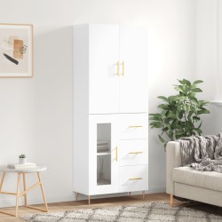 vidaXL Aparador alto madera contrachapada blanco brillo 69,5x34x180 cm