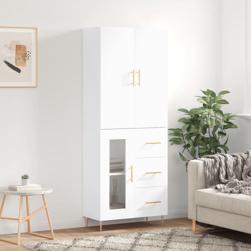 vidaXL Aparador alto madera contrachapada blanco brillo 69,5x34x180 cm vidaXL Aparador alto madera contrachapada blanco brillo 69,5x34x180 cm