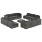 vidaXL Set de muebles de jardín 13 pzas y cojines ratán sintético gris