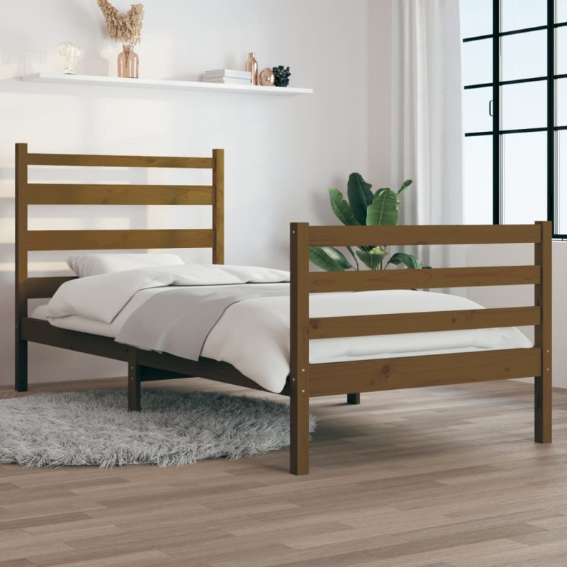 vidaXL Estructura cama madera maciza de pino marrón miel 100x200 cm vidaXL Estructura cama madera maciza de pino marrón miel 100x200 cm