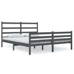 vidaXL Estructura de cama de madera maciza de pino gris 140x190 cm