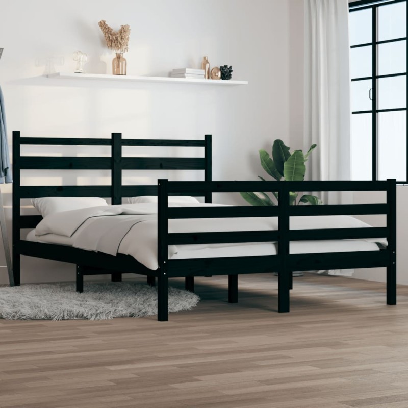 vidaXL Estructura de cama madera maciza de pino negro 120x200 cm vidaXL Estructura de cama madera maciza de pino negro 120x200 cm