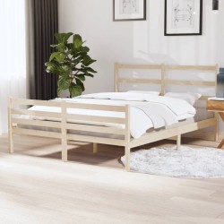 vidaXL Estructura de cama madera maciza de pino 135x190 cm