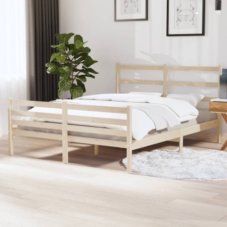 vidaXL Estructura de cama madera maciza de pino 135x190 cm