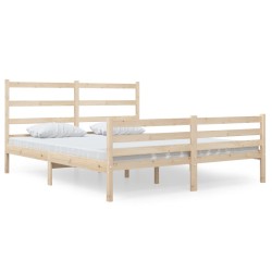vidaXL Estructura de cama madera maciza de pino 135x190 cm