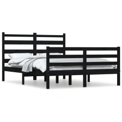 vidaXL Estructura de cama de madera maciza de pino negra 160x200 cm