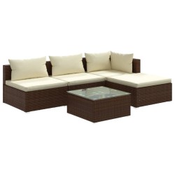 vidaXL Set muebles de jardín 5 piezas y cojines ratán sintético marrón