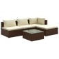 vidaXL Set muebles de jardín 5 piezas y cojines ratán sintético marrón vidaXL Set muebles de jardín 5 piezas y cojines ratán sintético marrón