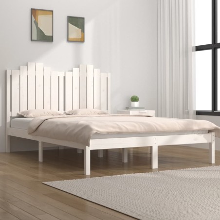 vidaXL Estructura cama madera maciza pino blanco king size 150x200 cm