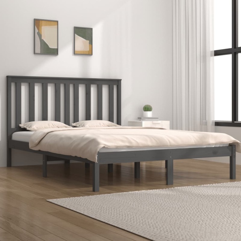 vidaXL Estructura de cama madera maciza de pino gris 120x200 cm vidaXL Estructura de cama madera maciza de pino gris 120x200 cm