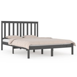 vidaXL Estructura de cama madera maciza de pino gris 120x200 cm