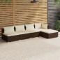 vidaXL Set muebles de jardín 5 piezas y cojines ratán sintético marrón vidaXL Set muebles de jardín 5 piezas y cojines ratán sintético marrón
