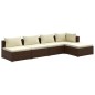 vidaXL Set muebles de jardín 5 piezas y cojines ratán sintético marrón vidaXL Set muebles de jardín 5 piezas y cojines ratán sintético marrón