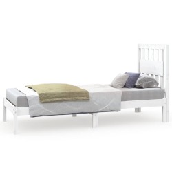 vidaXL Estructura de cama madera maciza de pino blanco 75x190 cm