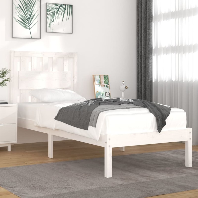 vidaXL Estructura de cama madera maciza de pino blanca 100x200 cm vidaXL Estructura de cama madera maciza de pino blanca 100x200 cm