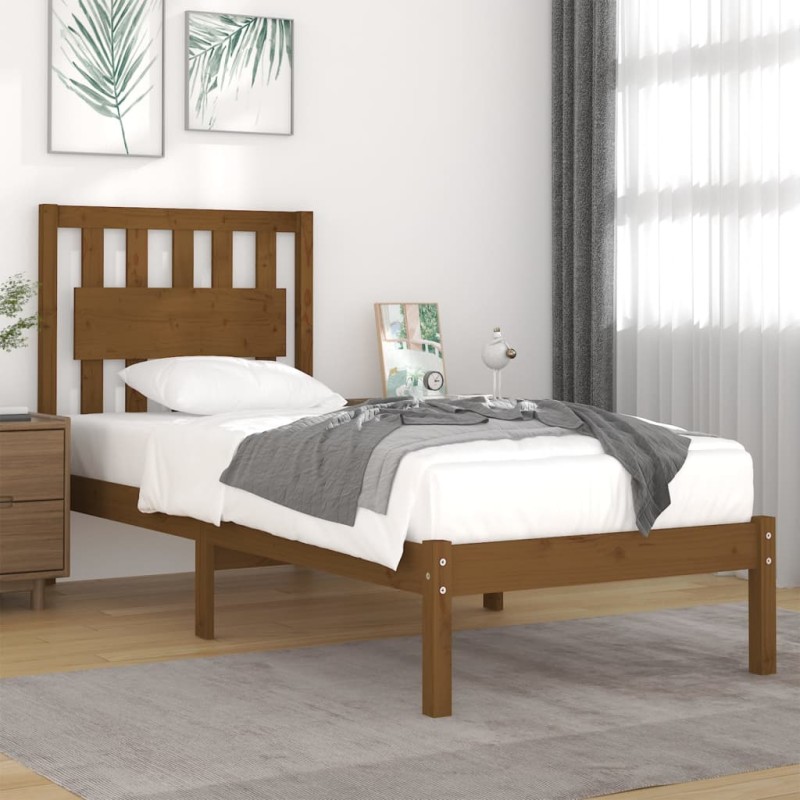 vidaXL Estructura de cama madera maciza pino marrón miel 100x200 cm vidaXL Estructura de cama madera maciza pino marrón miel 100x200 cm