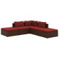 vidaXL Set sofás de jardín 5 piezas y cojines ratán sintético marrón vidaXL Set sofás de jardín 5 piezas y cojines ratán sintético marrón