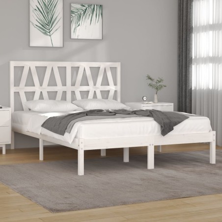vidaXL Estructura de cama de madera maciza de pino blanco 140x190 cm