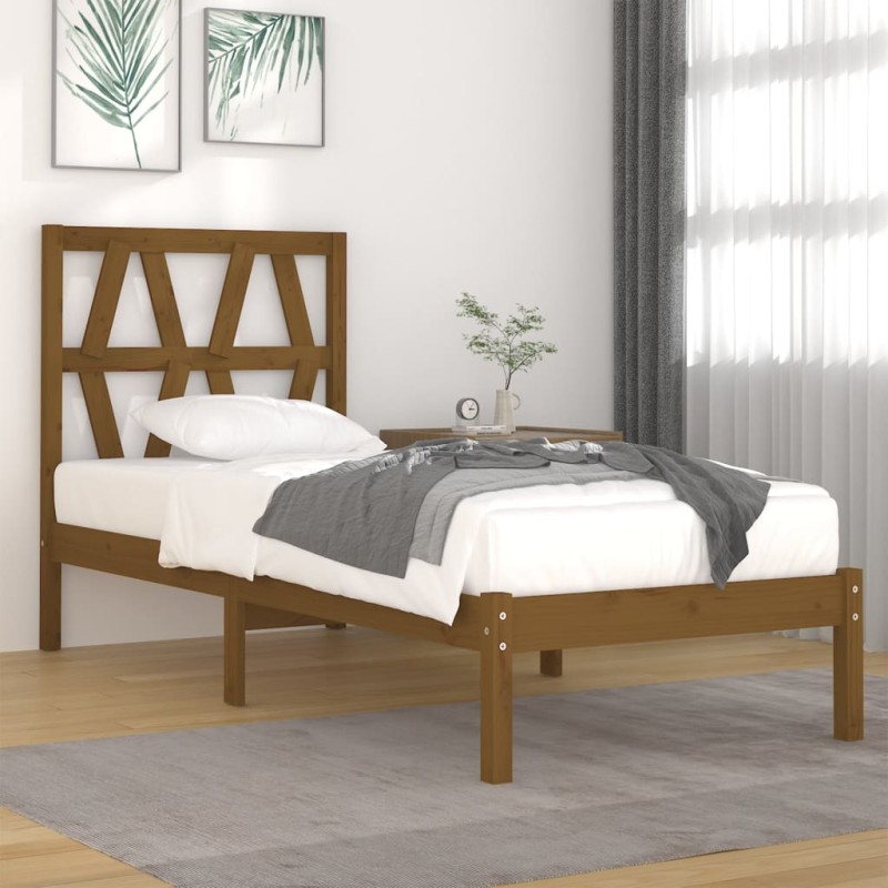 vidaXL Estructura de cama madera maciza pino marrón miel 100x200 cm vidaXL Estructura de cama madera maciza pino marrón miel 100x200 cm