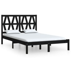 vidaXL Estructura de cama de madera maciza de pino negra 160x200 cm