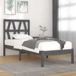 vidaXL Estructura de cama madera maciza de pino gris 90x200 cm