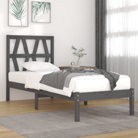 vidaXL Estructura de cama madera maciza de pino gris 90x200 cm