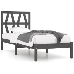 vidaXL Estructura de cama madera maciza de pino gris 90x200 cm