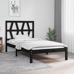 vidaXL Estructura de cama madera maciza de pino negra 90x200 cm