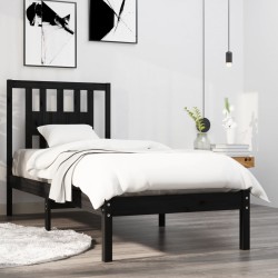 vidaXL Estructura de cama individual madera maciza negro 75x190 cm
