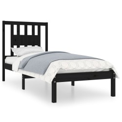 vidaXL Estructura de cama individual madera maciza negro 75x190 cm