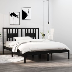 vidaXL Estructura de cama de madera maciza de pino negro 140x200 cm