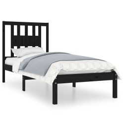 vidaXL Estructura de cama madera maciza de pino negro 90x200 cm
