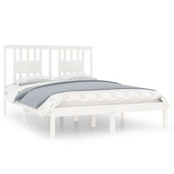 vidaXL Estructura de cama de madera maciza de pino blanco 140x190 cm