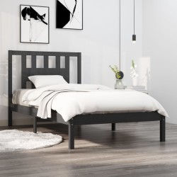 vidaXL Estructura de cama madera maciza de pino gris 90x200 cm