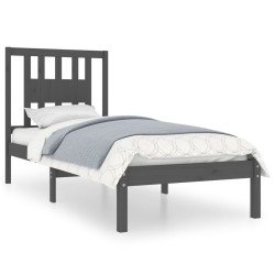 vidaXL Estructura de cama madera maciza de pino gris 90x200 cm