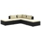 vidaXL Set de muebles de jardín 5 pzas y cojines ratán sintético negro vidaXL Set de muebles de jardín 5 pzas y cojines ratán sintético negro