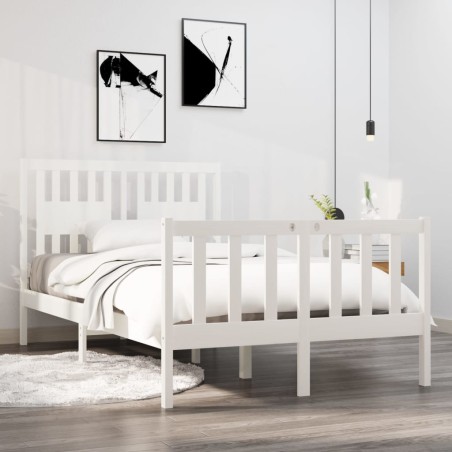 vidaXL Estructura cama doble pequeña madera maciza blanca 120x190 cm