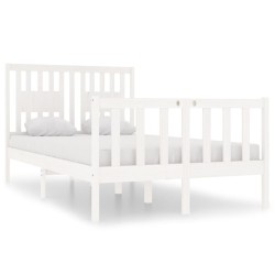 vidaXL Estructura cama doble pequeña madera maciza blanca 120x190 cm