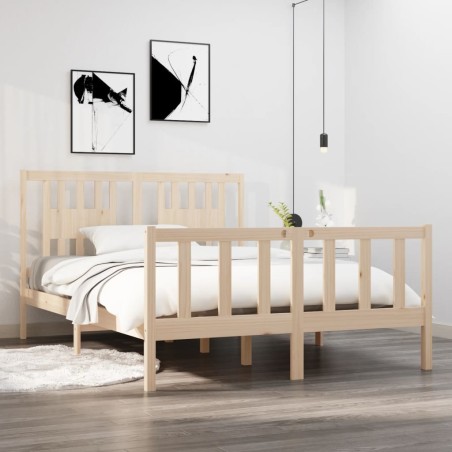 vidaXL Estructura de cama de matrimonio madera maciza 135x190 cm