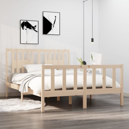 vidaXL Estructura de cama madera maciza 140x190 cm