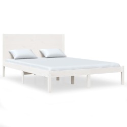 vidaXL Estructura de cama doble madera maciza blanca 135x190 cm