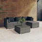 vidaXL Set de muebles de jardín 5 pzas y cojines ratán sintético gris vidaXL Set de muebles de jardín 5 pzas y cojines ratán sintético gris
